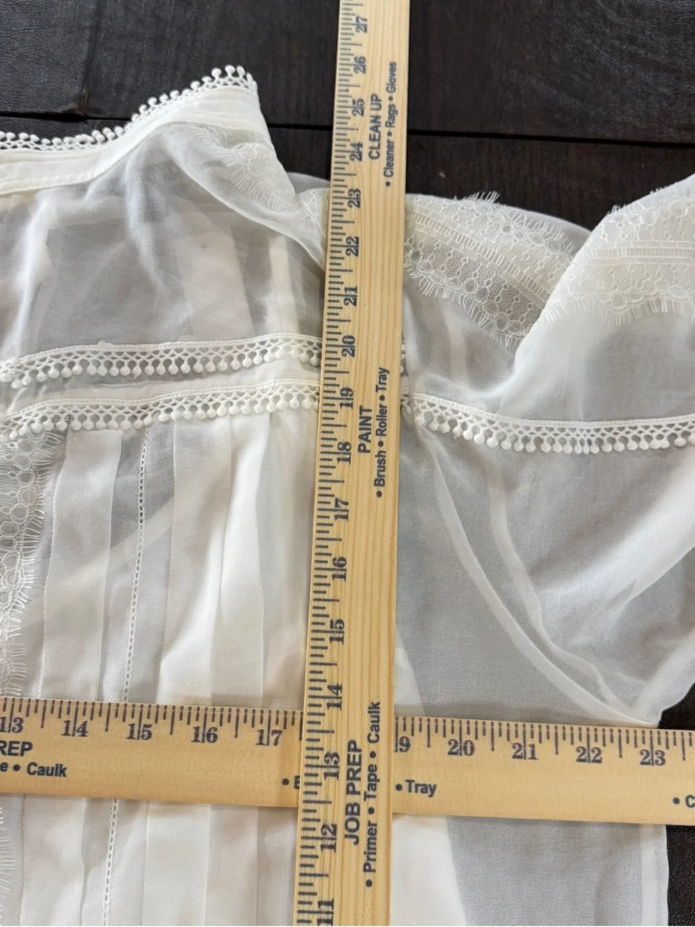 White House Black Market Sheer White Lace-Trim Button Front Blouse Sz XL NWT - Picture 5 of 10